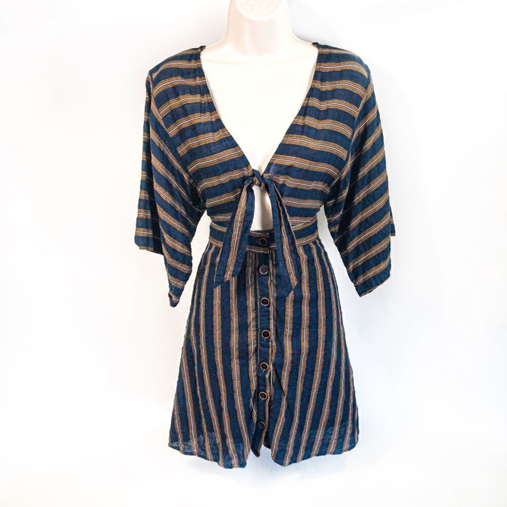 Lunik Kimono Sleeve Striped Mini Dress Sz  S